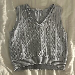 Baby blue sweater vest, cropped